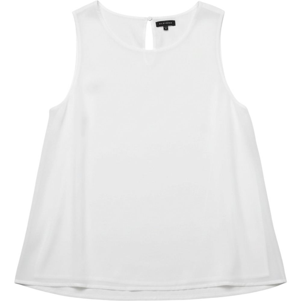 Pleione Womens White Sleeveless Keyhole Back Blouse Large (see description)